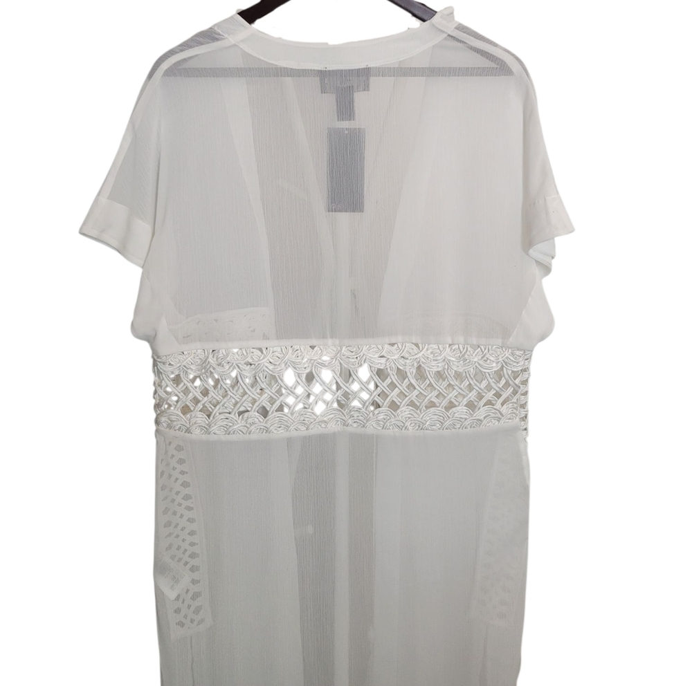 🆕️ H&M Longline Semi-Sheer Tassel Tie Front Duster Kimono Robe - Size M/L - Picture 10 of 11